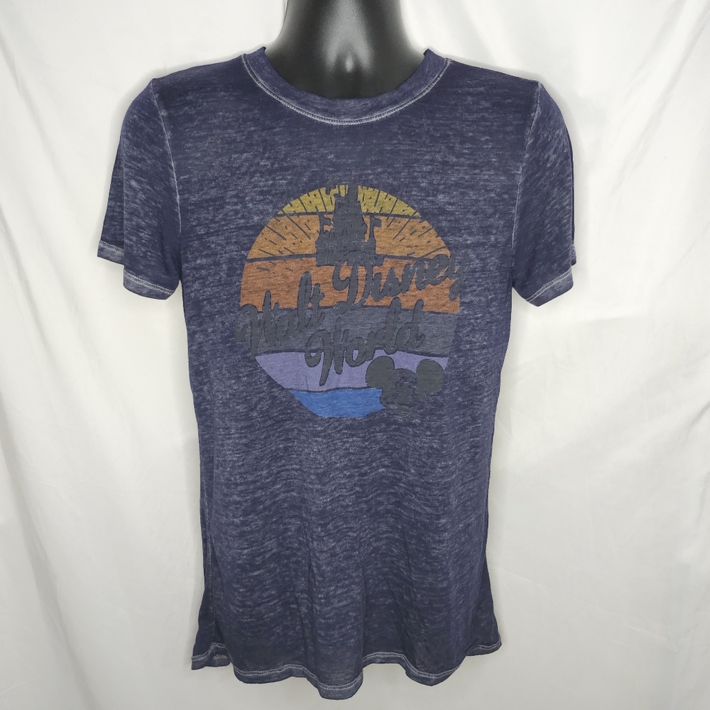 Mens Disney Parks Walt Disney World Castle Burnout Tee Shirt Short Sleeve Blue S